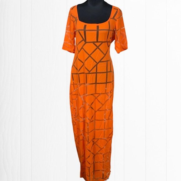 CURVE Summer Babe Midi Orange Long Sheer Transparent Dress - Picture 9 of 11